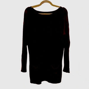 Black Tunic Sweater | Caslon | Scoop Neck | Pockets | Contrast Stitching